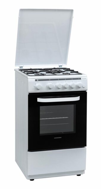 ARAGAZ GAZ HEINNER HFSC-V60LITWH, 4 arzatoare, Latime 50cm, Aprindere electrica, Dispozitiv siguranta plita si cuptor, Timer, Alb