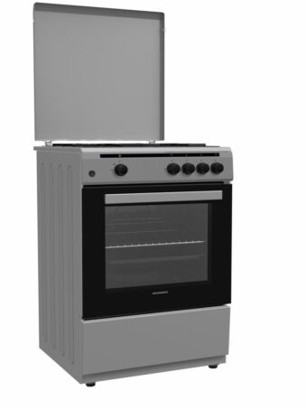 ARAGAZ GAZ HEINNER HFSC-V60SL, 4 arzatoare, Latime 60cm, Aprindere electrica, Dispozitiv de siguranta plita si cuptor, Argintiu